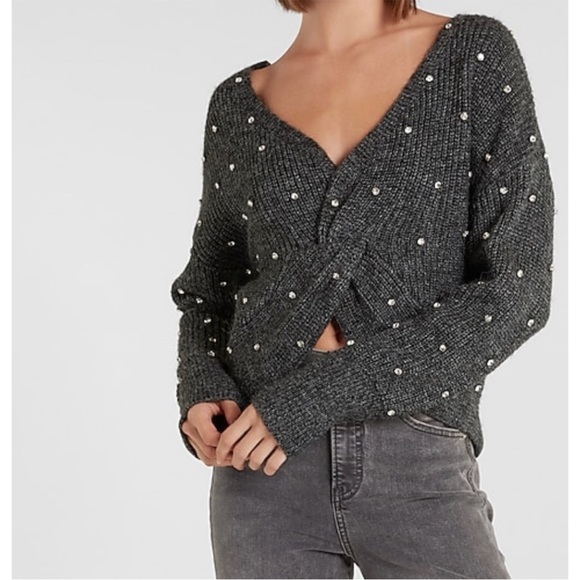 Express Sweaters - EXPRESS EMBELLISHED TWIST SWEATER